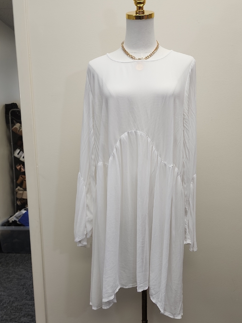 LACAUSA White Flowing Tunic Dress Size Large